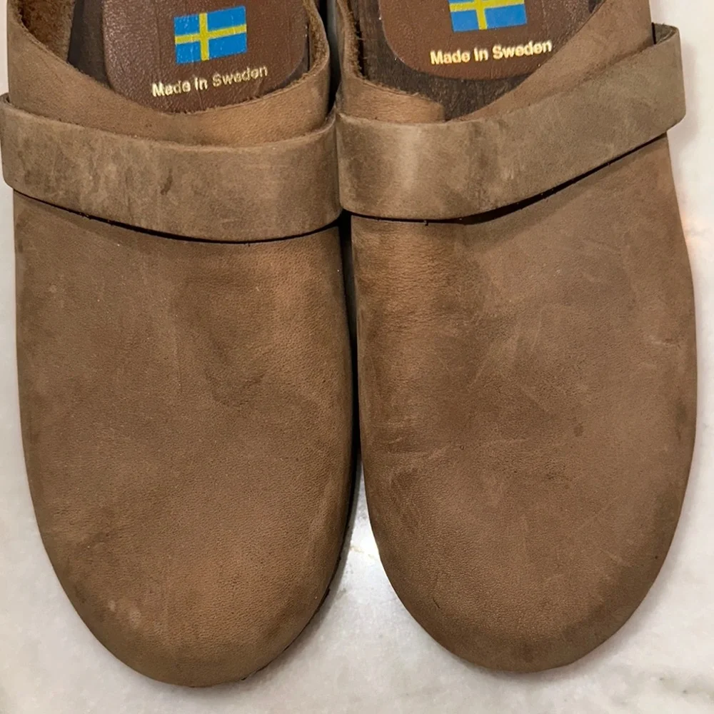 Brown Slip-On Loafers with Contoured Footbed Size38 Real Leather Made‎ in Sweden